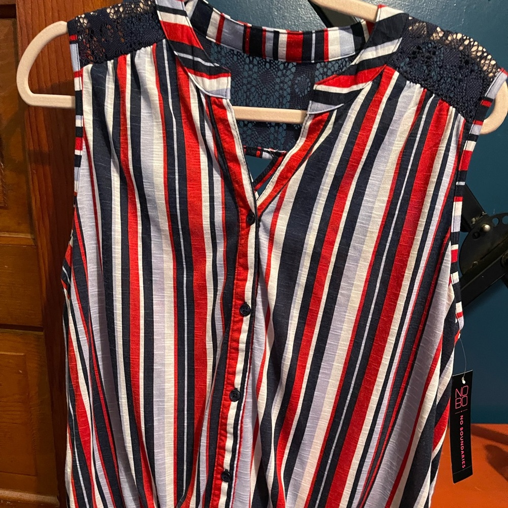 Striped button up tank top
